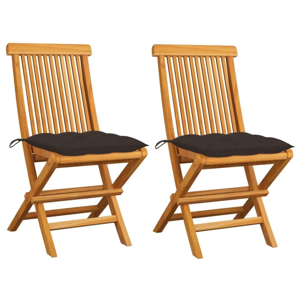 Petromila vidaXL Záhradné stoličky so sivohnedými podložkami 2 ks tíkový masív
